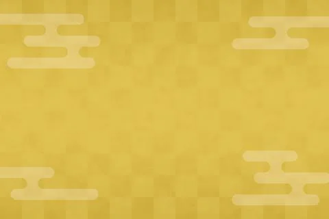 Golden checkered pattern and clouds, Japanese style background 스톡 일러스트