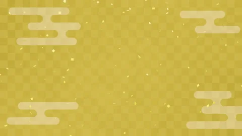 Golden checkered pattern, clouds and confetti (seamless loop) Video stock 164102568