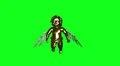 Golden Cherub animation hovering and flapping wings against green loop HD Footage