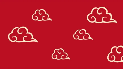 Golden chinese clouds pattern animation Stock Footage 229134659
