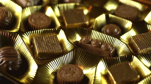 Golden Chocolate Box Turntable Stock Footage 60998329
