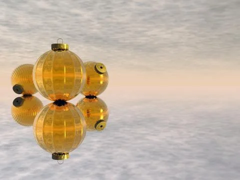 Golden Christmas balls - 3D render Stock Illustration