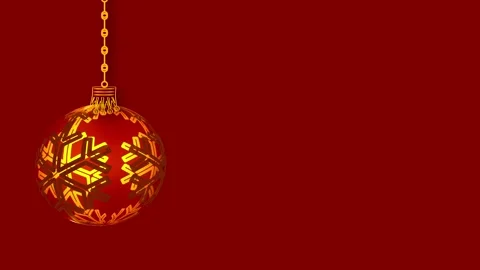 Golden Christmas bauble decoration on red background Stock Footage 239463653