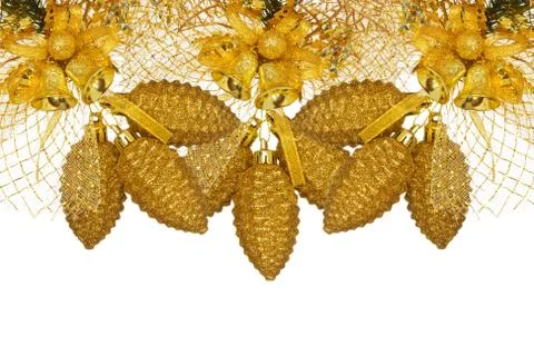 Golden christmas decoration Stock Photos