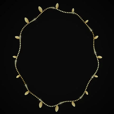 Golden Christmas Lights Border Frame on Black Background, Festive Holiday D.. Stock Footage 346282761
