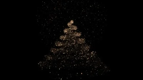 Golden Christmas Tree Formed by Spiraling Star Particles Stock Footage 342630701