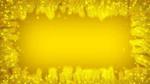 Golden Christmas tree frame with floating snow particles 스톡 동영상 258238217