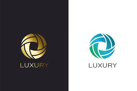 Golden circle abstract logo vector design. Gold colored Stock Illustration