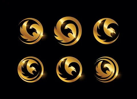 Golden Circle Eagle Vector Sign Stock Illustration