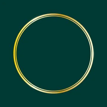 Golden circle frame with glowing effect on dark green background, vector design. Stock Illustration