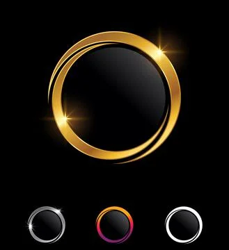 Golden Circle Frame Vector Sign Stock Illustration