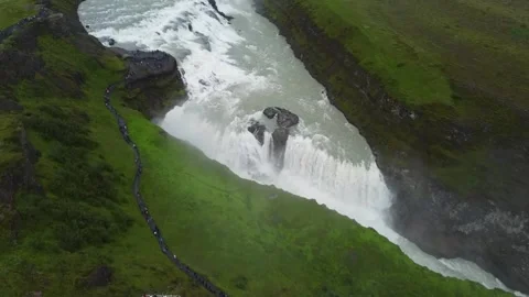 Golden Circle Highlight. Gullfoss Waterfall Stock Footage 341016824