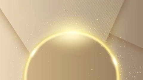 Golden Circle Hole Background, Elegant Gold Light Line Widescreen, Vector I.. Stock Illustration