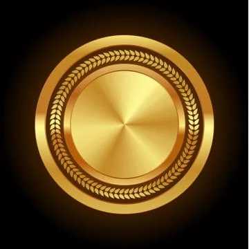 Golden Circle with laurel. Isolated Vector Illustration Stock Illustration