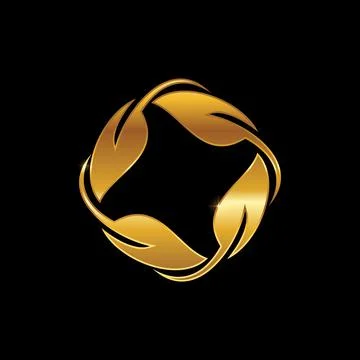 Golden Circle Leaf Sign Stock Illustration
