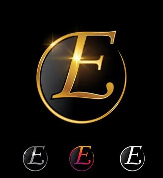 Golden Circle Letter E Stock Illustration