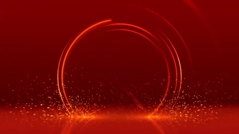 Golden circle lines effect with sparks on red background Stock Footage 317460486