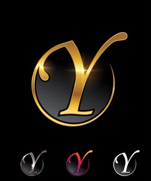 Golden Circle Monogram Initial Letter Y Stock Illustration