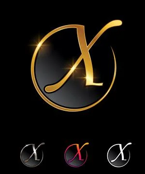 Golden Circle Monogram Initial Letter X Stock Illustration