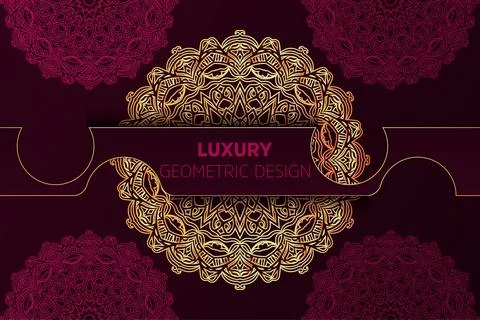 Golden Circle Patterns with Intricate Details on a Red and Black Palette Stock Illustration