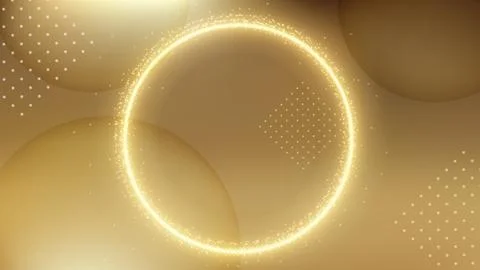 Golden Circle Ring Background, Elegant Gold Light Line Widescreen, Vector I.. Stock Illustration