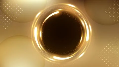 Golden Circle Ring Background, Elegant Gold Light Motion Effect . Widescree.. Stock Illustration