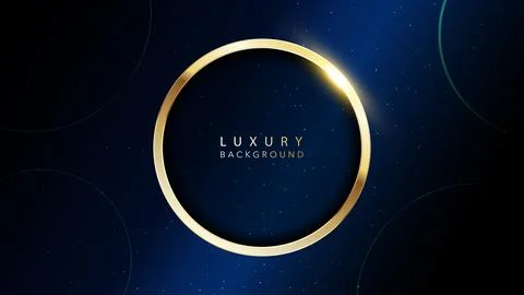 Golden circle ring on dark background. Shining abstract Illustrazione stock