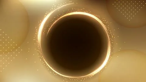 Golden Circle Trail Background, Elegant Gold Light Line. Widescreen Vector .. Stock Illustration