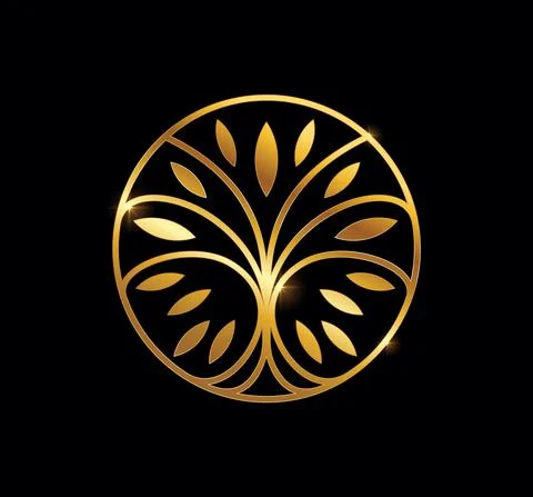 Golden Circle tree logo Stock Illustration