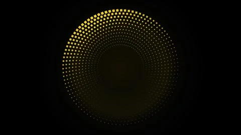Golden circular halftone square pattern rotating on black background motion.. Stock Footage 348712828
