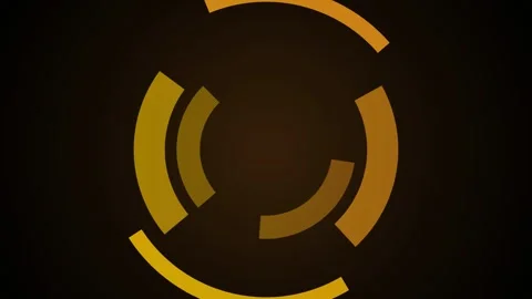 Golden circular HUD elements rotate dynamically against a dark background Stock Footage 345693169