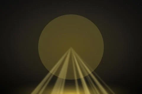 Golden Circular Light with Converging Rays on Dark Background Stock Illustration