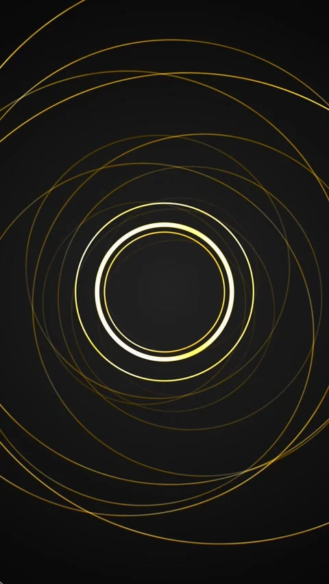 Golden circular orbit ring glowing concentric lines, black premium space, elegan Stock Footage 340526973