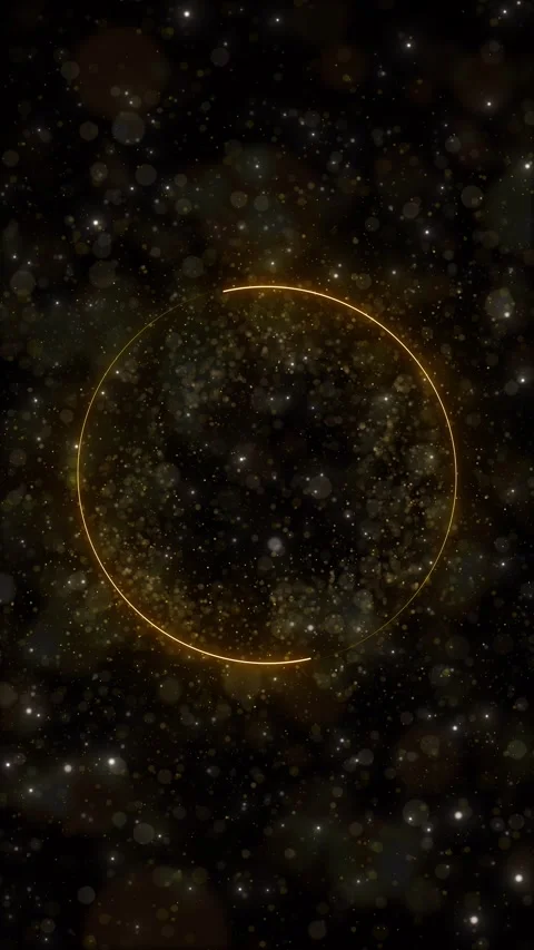 Golden circular particle ring background elegant glowing outline, soft bokeh dus Stock Footage 340564324