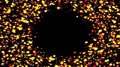 Golden Circular Particles Flowing Abstractly Against Black Background with .. Stock Footage 346667105
