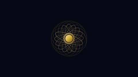 A golden circular pattern radiating light against a deep black background 스톡 동영상 338310494