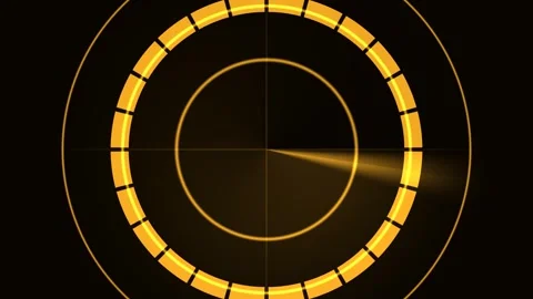 Golden Circular Radar Light VJ Seamless Loop Stock Footage 340579444