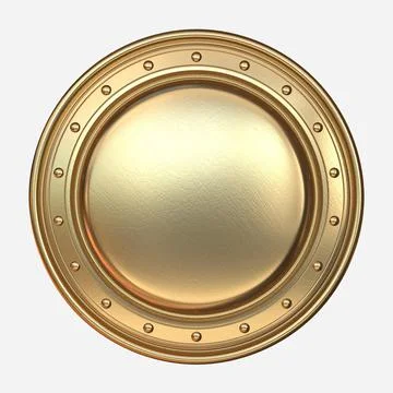 Golden circular shield 3D 스톡 일러스트
