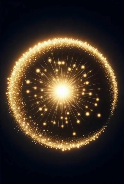 Golden circular shimmer effect with light rays on black background creates .. Stock-Footage 320591153