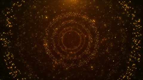 Golden circular sparkle ring background radiant glitter patterns, glowing bokeh, Stock Footage 340410229