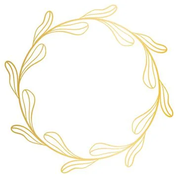 Golden circular wreath isolated object Stock Illustration