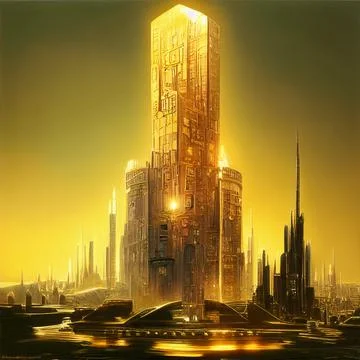 The Golden City of the Future Ilustración de archivo