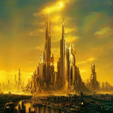 The Golden City of the Future Ilustración de archivo