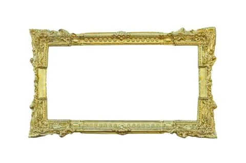 Golden classic frame on white Stock Photos