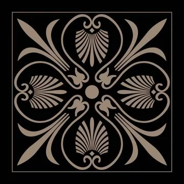 Golden classic Greek square pattern. Rectangle of Ancient Greece, Roman Empire.  Illustrazione stock