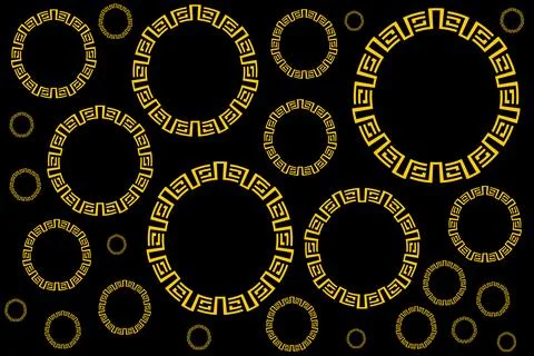 Golden Classic Ornament Circle Pattern Background, Luxury Greek Key Style on 스톡 일러스트