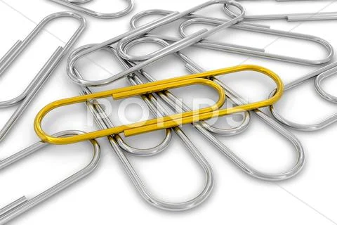 Golden clip within silver ones Stock Illustration