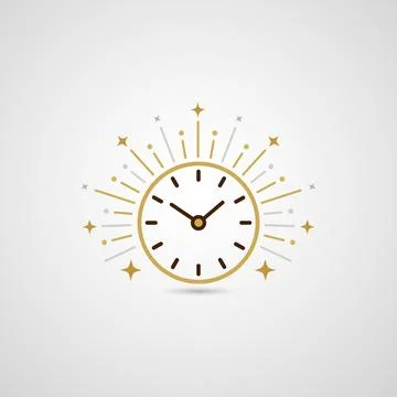 Golden Clock with Festive Sparkles Stock Illustration