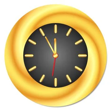 Golden Clock. Midnight, Midday Stock Illustration
