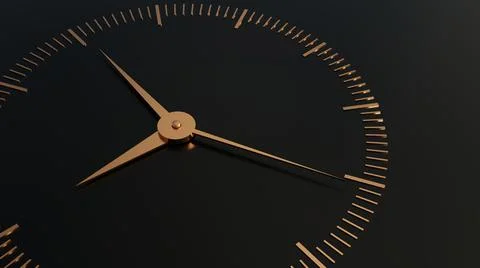 Golden clock needle points to 9 Illustrazione stock